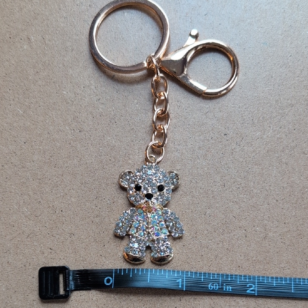 Gold and Silver Teddy Bear Keychain Bag Charm - Picture 5 of 9